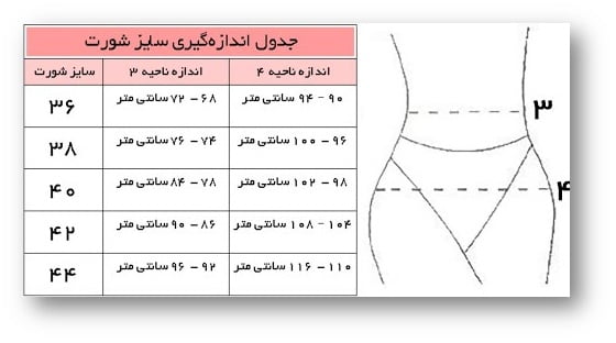 نحوه محاسبه سایز شورت زنانه